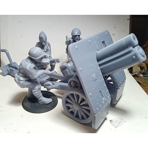 1/32  Italian Artillery Obice da 75/18 Modello 1934 with 3x Crew WW2